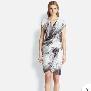 Helmut Lang Tidal Print Hersey Dress Black White size Large